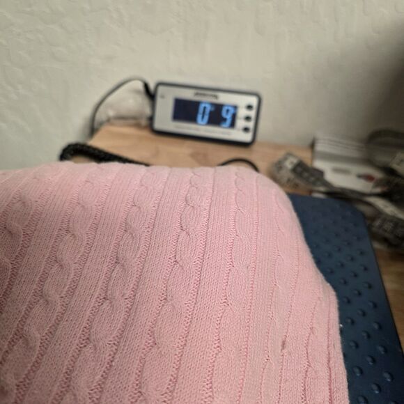 Le Tigre Pink V-neck Pullover Sweater Women's Size Large Logo Cotton Wool - Picture 9 of 9